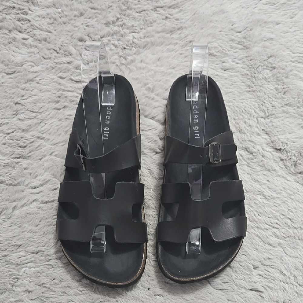 Black H style Slide chunky Sandals - size 8